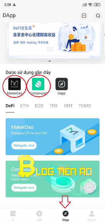 DeFi trên ví Atoken