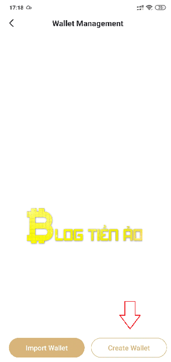 Nhấn nút create wallet để tạo ví