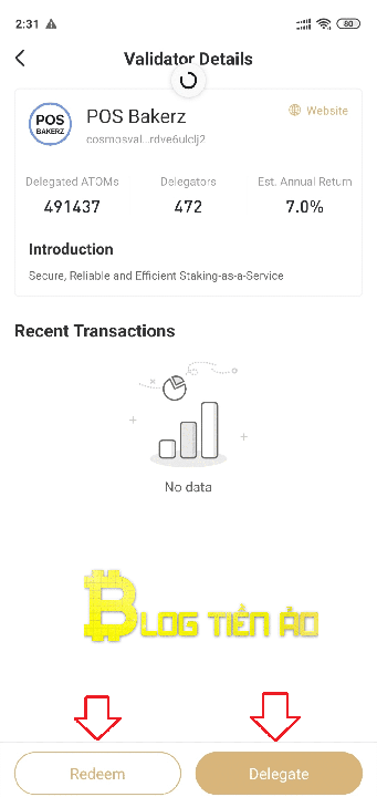 Uỷ quyền staking Atom